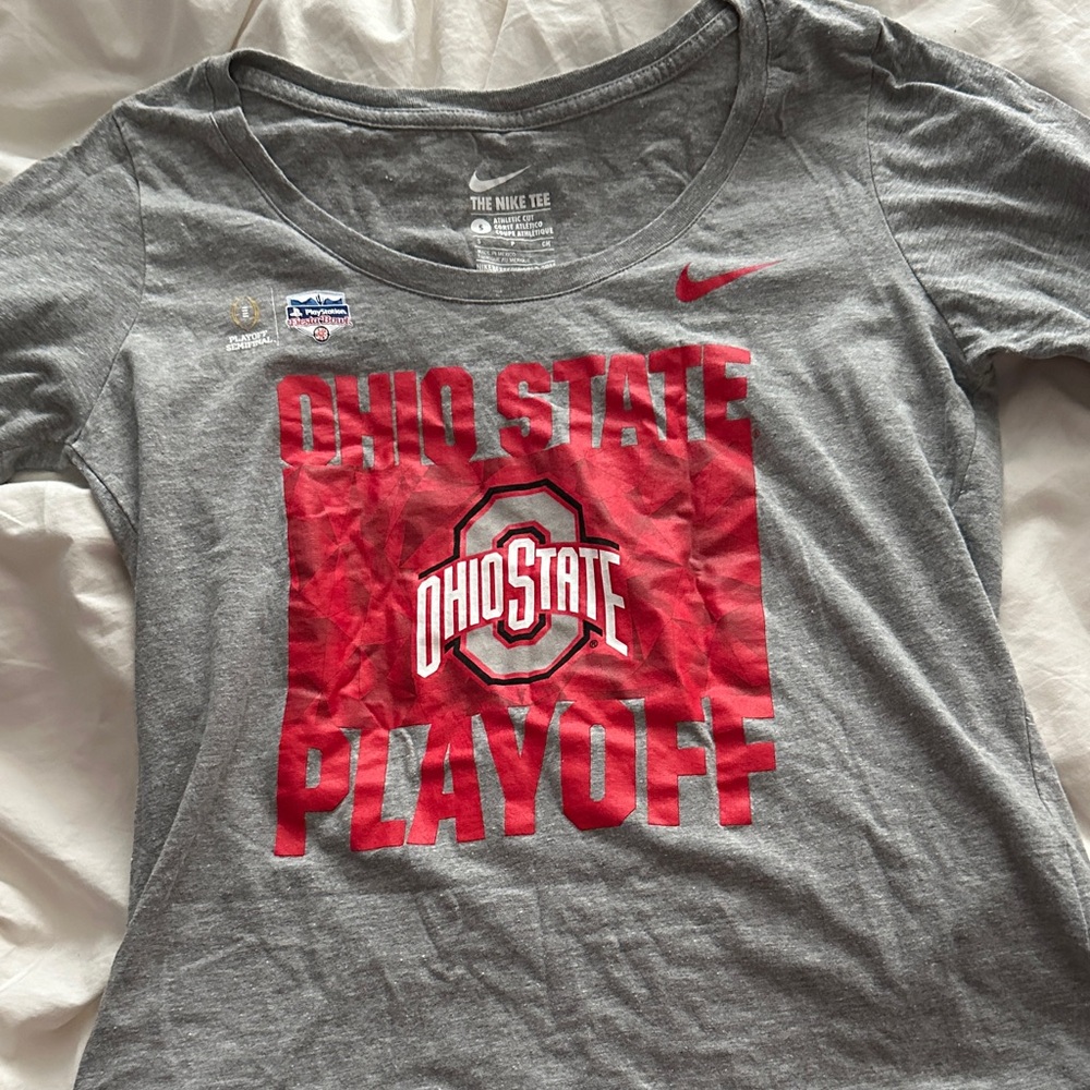Nike Gray and Red Ohio State Playoff Tee